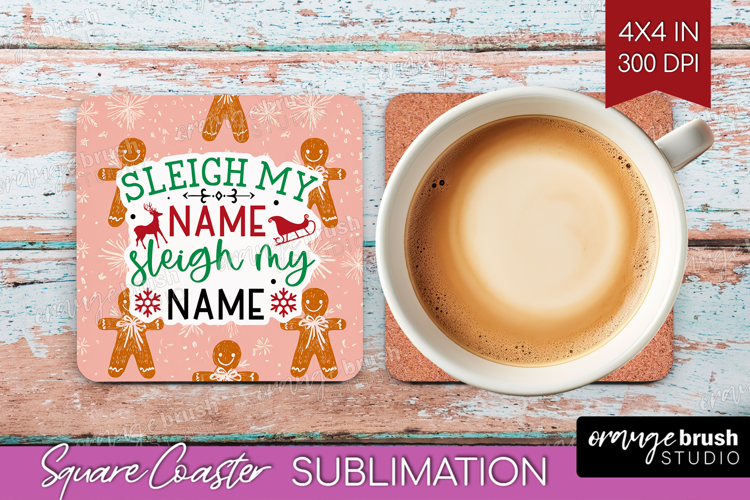 Funny Christmas Quote Square Coaster - Pink Xmas Coaster PNG