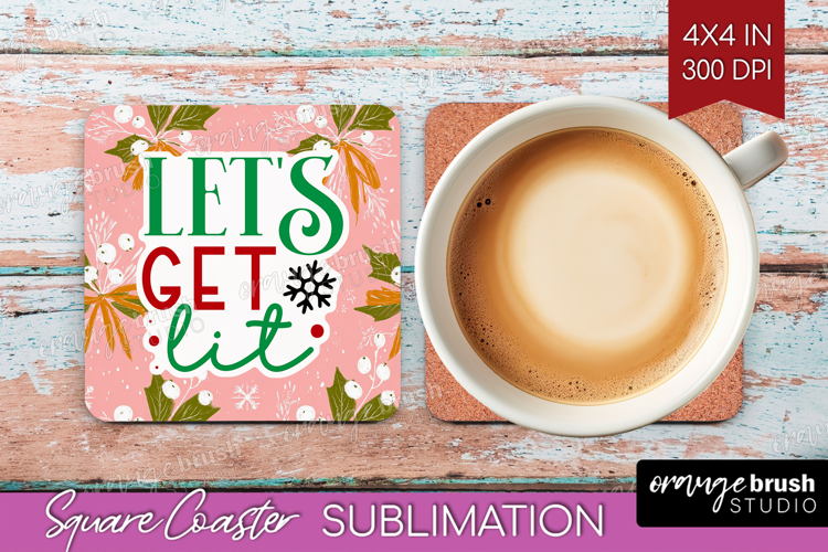 Funny Christmas Quote Square Coaster - Pink Xmas Coaster PNG
