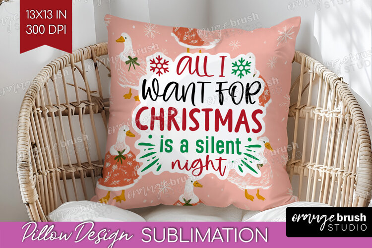 Funny Christmas Quote Pillow Sublimation - Pink Xmas Pillow example image 1