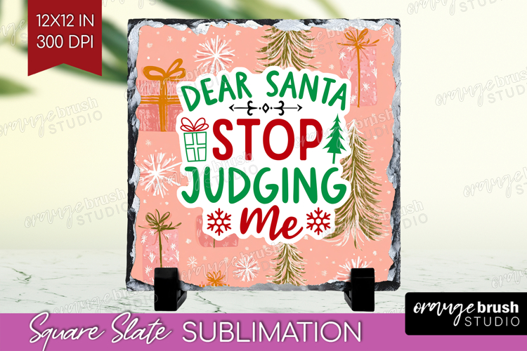 Funny Christmas Quote Slate PNG - Pink Xmas Square Slate