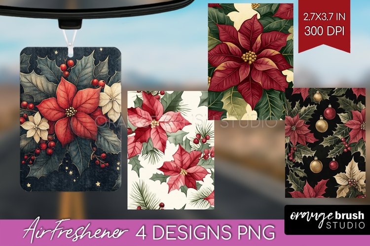 Poinsettia Air Freshener PNG - Christmas PNG Sublimation