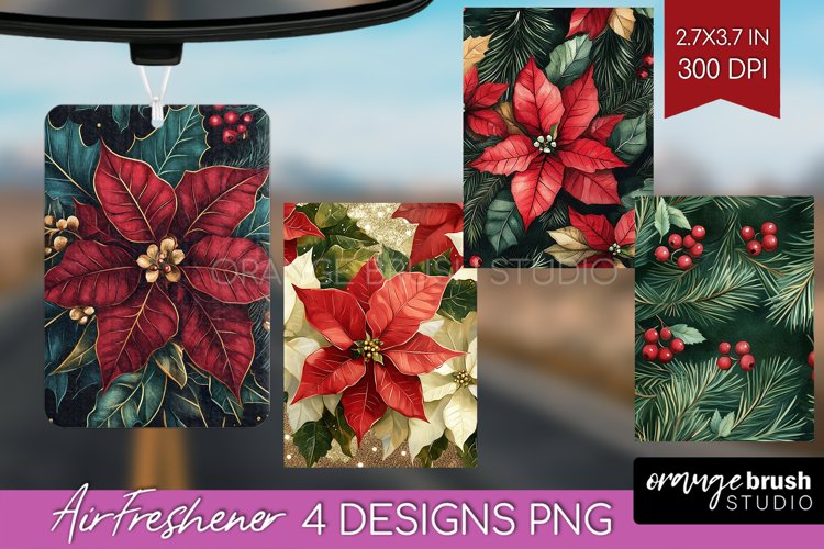 Poinsettia Air Freshener PNG - Christmas PNG Sublimation