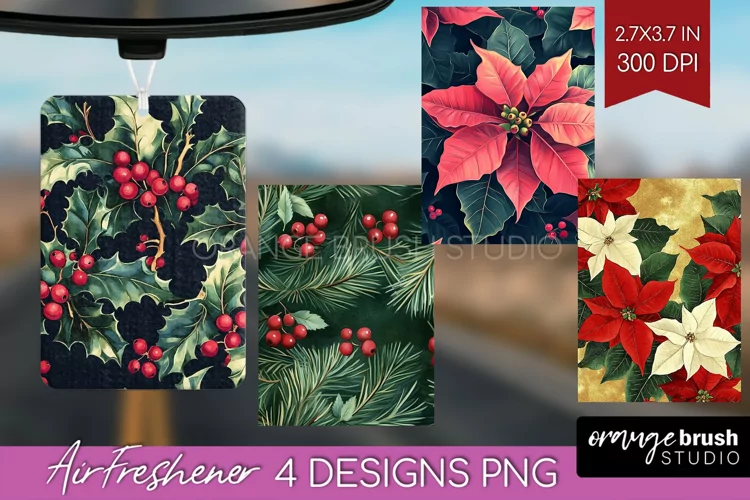 Poinsettia Air Freshener PNG - Christmas PNG Sublimation