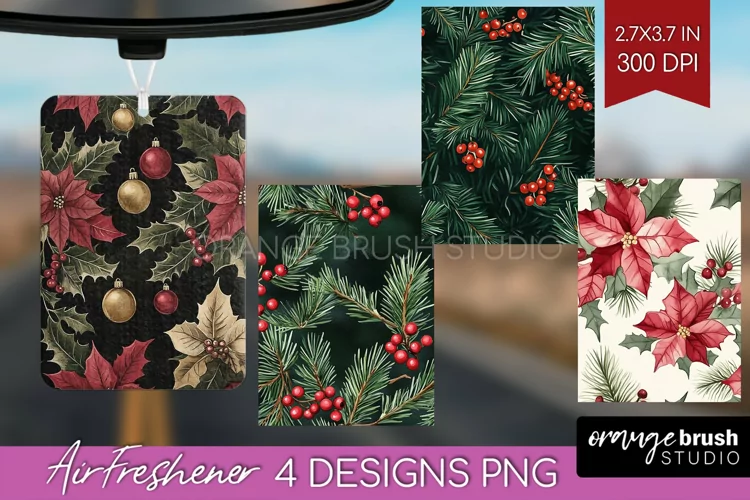 Poinsettia Air Freshener PNG - Christmas PNG Sublimation