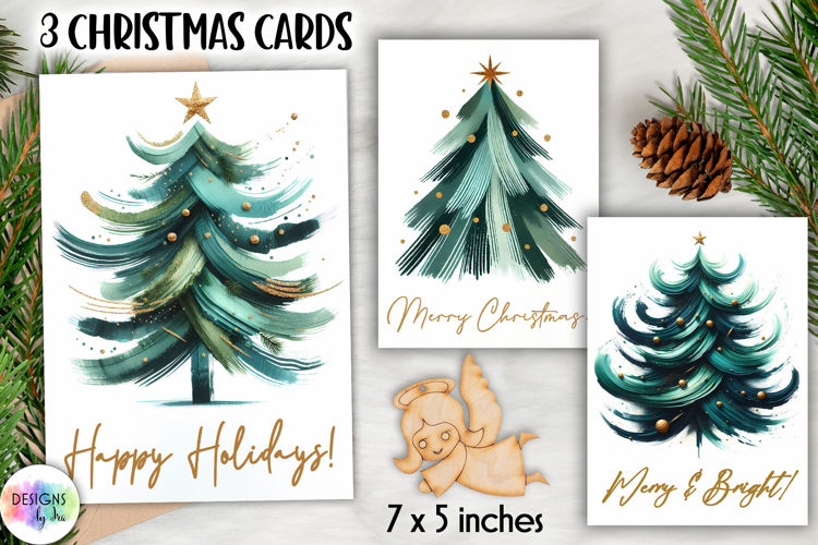 Christmas Tree Greeting Cards, Abstract Christmas Tree Print