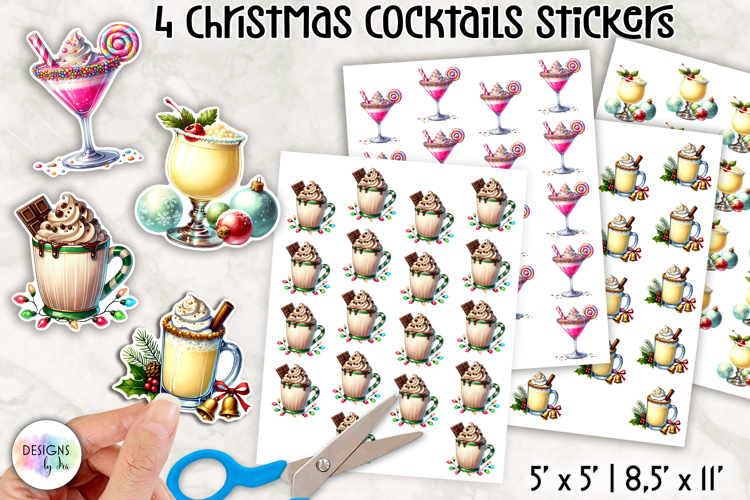 Christmas Cocktail Stickers | Festive Holiday Drinks Sticker
