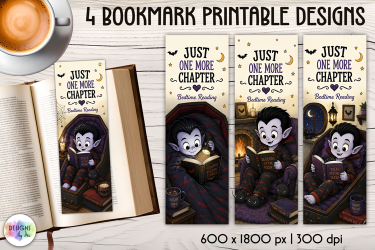 Cute Vampire Reading Bookmarks, Halloween Printable