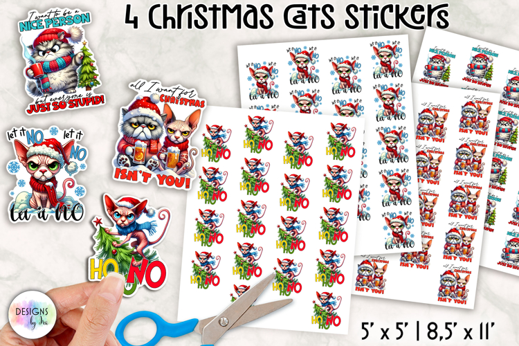 Grumpy Cat Christmas Stickers, Funny Cats Stickers, Sarcasm