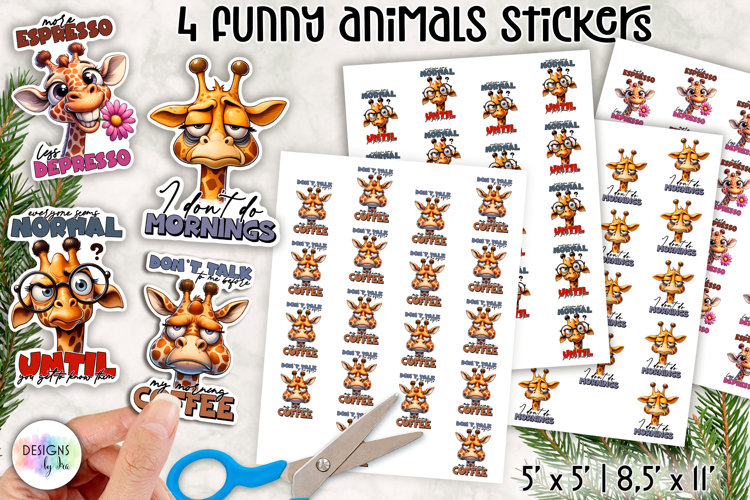 Sarcastic Animals Sticker, Funny Giraffe Stickers