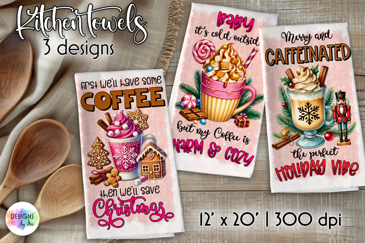 Christmas Coffee Sublimation, Kitchen Towel Sublimation