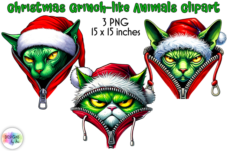 Christmas Animals Clipart, Grinch-like Animals PNG
