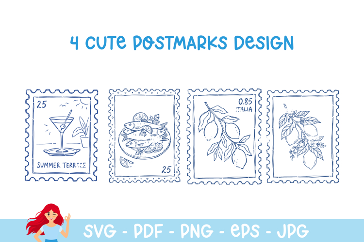 Summer Italy postmark, mail delivery stamps