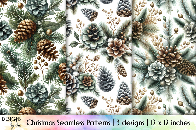 Christmas Seamless Patterns, Holiday Digital Paper