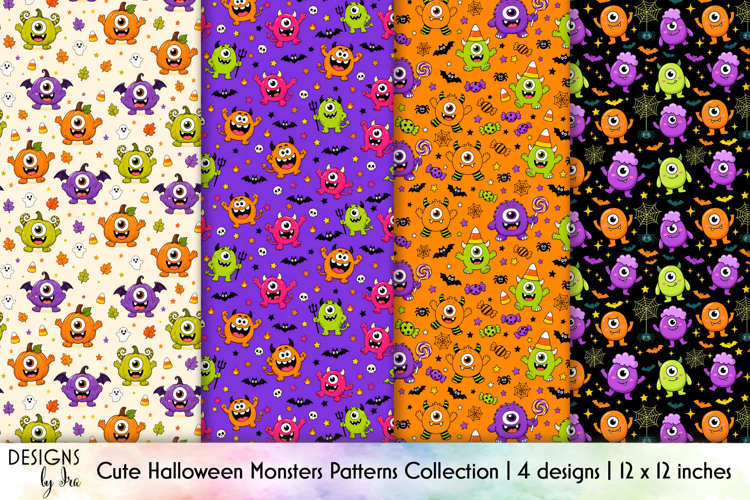 Cute Halloween Monsters Pattern, Funny Monster Collection