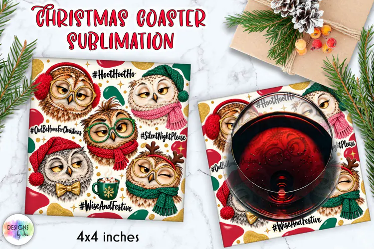 Funny Christmas Owl Coaster Sublimation