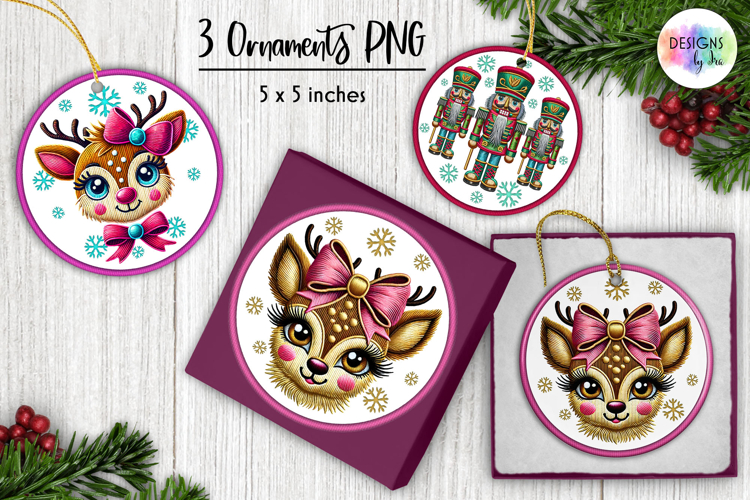 Embroidery Effect Christmas Ornament, Ornaments PNG