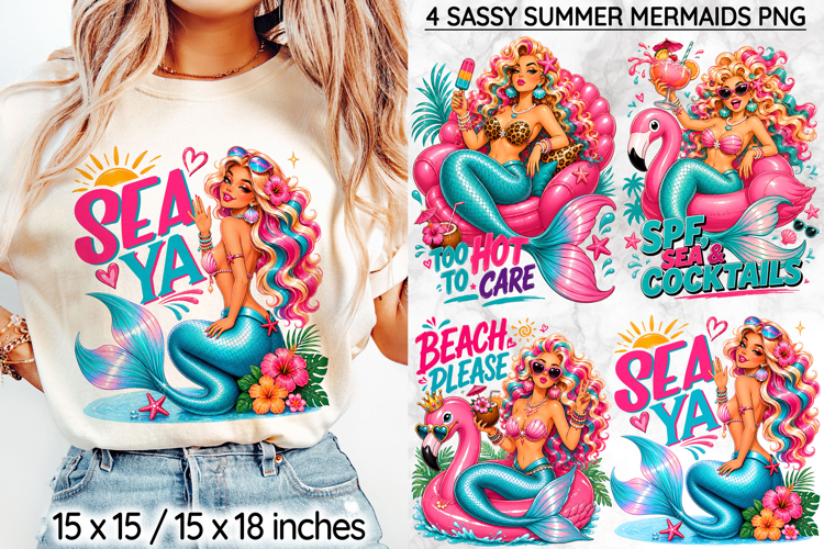 Sassy Summer Mermaid Sublimation, Beach Quotes PNG, Party