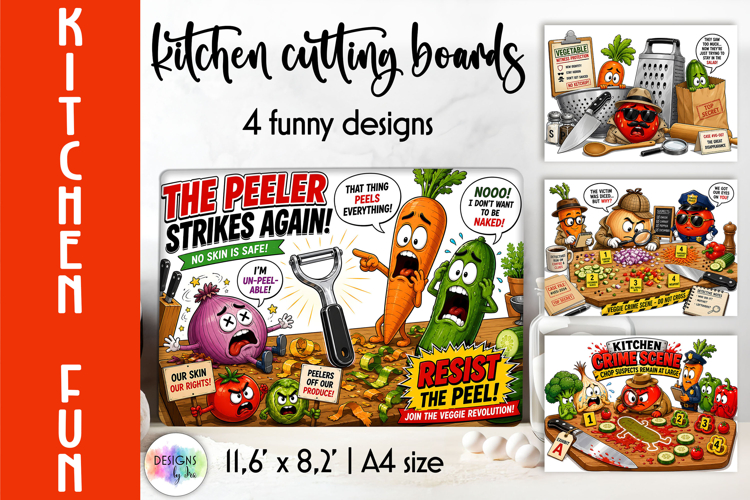 Funny Vegetable Crime Scene Kitchen Cutting Board Designs