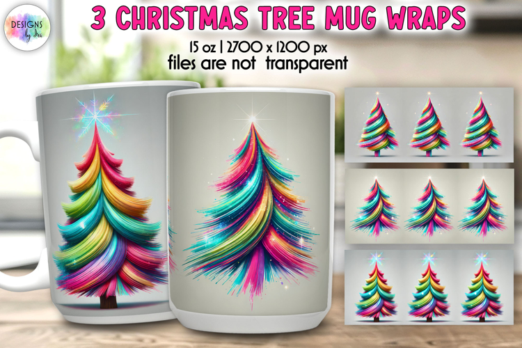 Christmas Tree Mug Wraps, 15 oz Christmas Tree Mug Wrap PNG