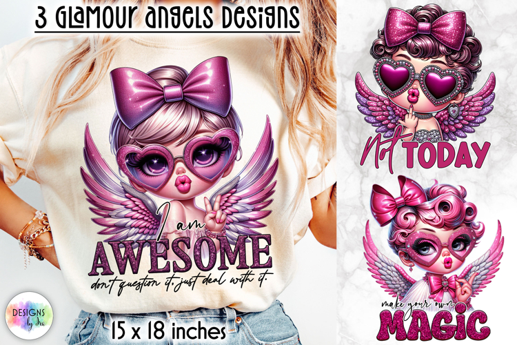 Glamour Angels Clipart, Cute Pink Angel Girls Sublimation