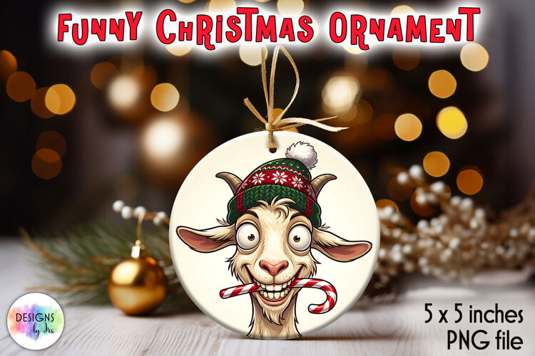 Christmas Ornaments Sublimation, Funny Christmas Goat PNG example image 1