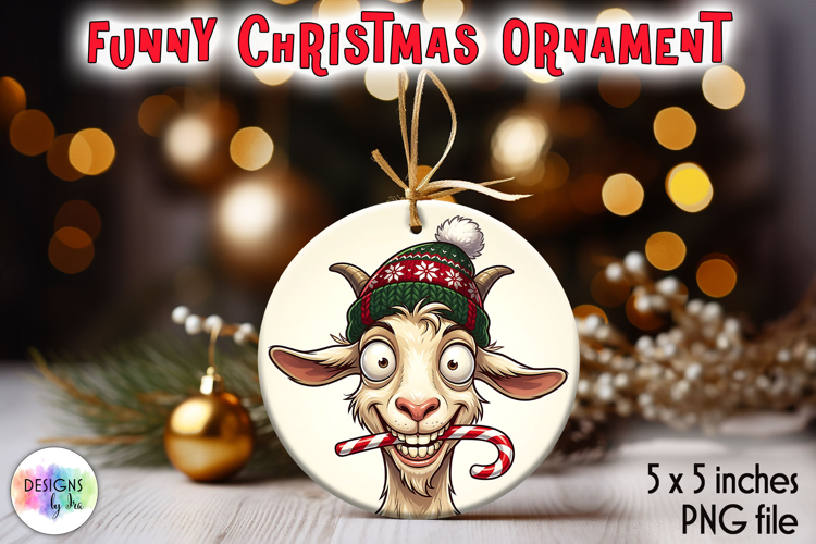 Christmas Ornaments Sublimation, Funny Christmas Goat PNG