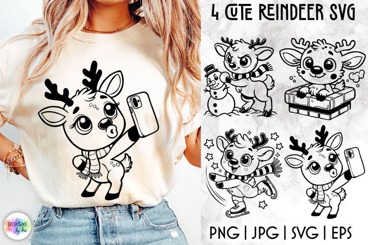 Funny Reindeer SVG, Cute Christmas Reindeer Clipart