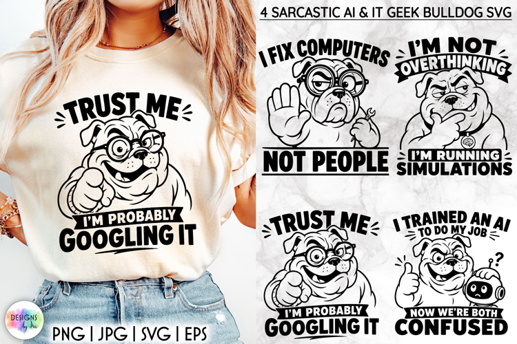 Funny AI Bulldog SVG Collection for Programmers & IT Geeks