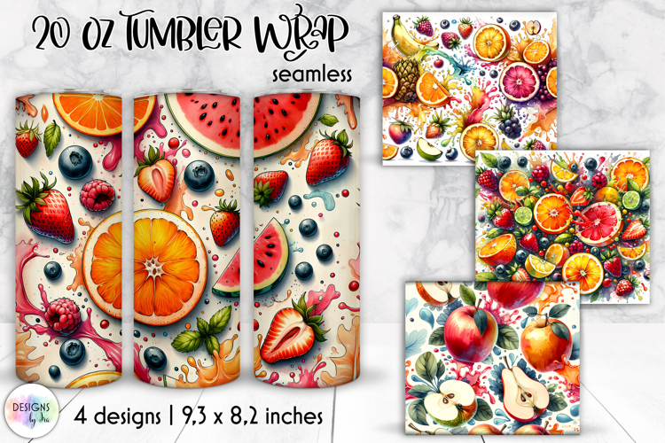 Fruits & Berries Seamless Tumbler Wrap, 20 oz Juicy Tumbler