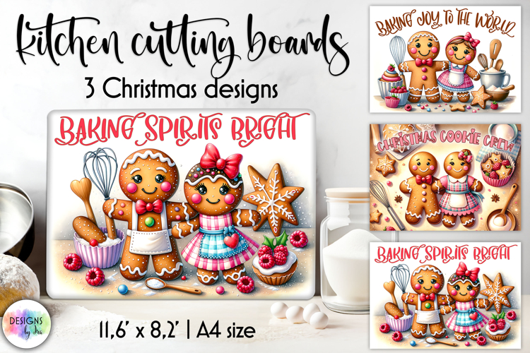 Christmas Baking Cutting Board Designs, Gingerbread Couple