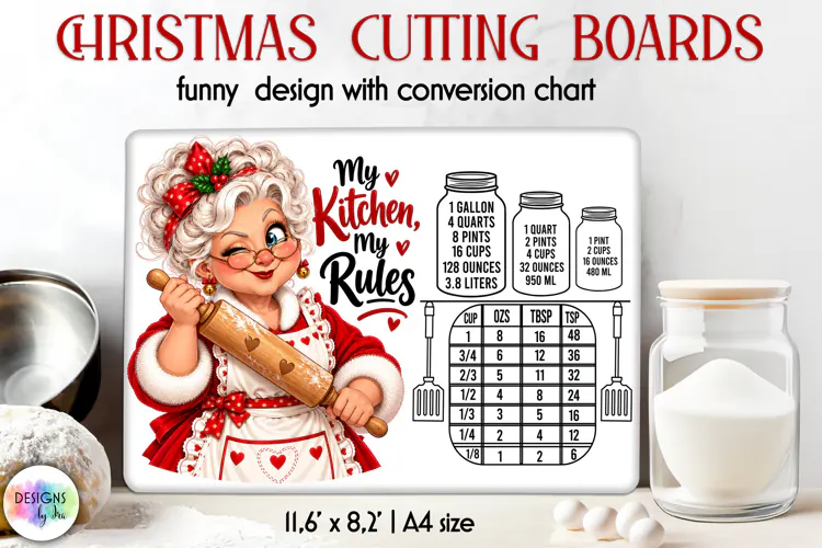 My Kitchen My Rules Christmas Cutting Board Sublimation