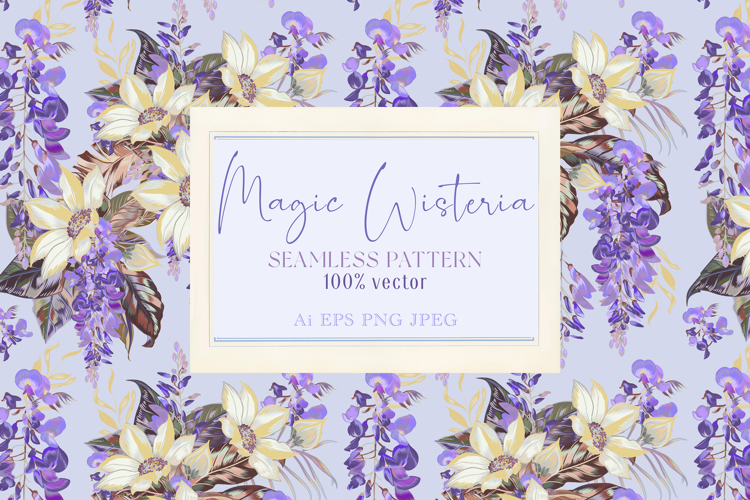 Magic vector wisteria flowers