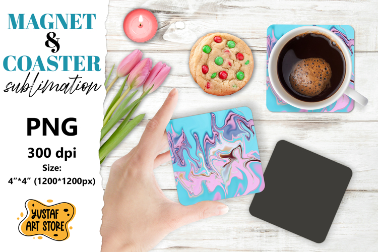 Abstract magnet/coaster sublimation. Fluid art sublimation