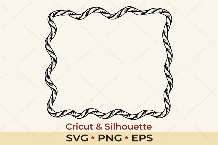 Wavy Rope Frame SVG | Western Lasso frame PNG example image 1