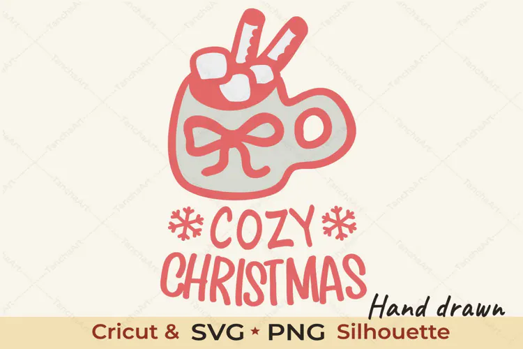 Cozy Christmas Mug Hot Cocoa Marshmallow SVG