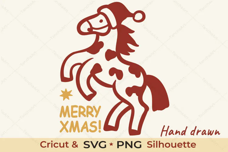 Western Christmas Horse SVG Merry Xmas Cut File