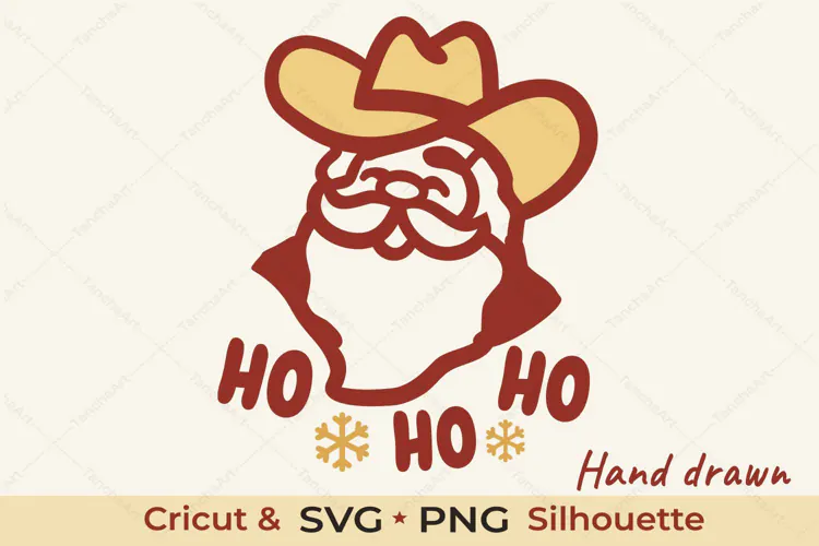 Cowboy Santa Ho Ho Ho SVG Western Xmas Cut File