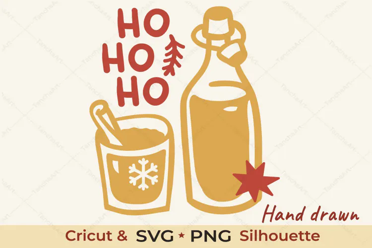 Christmas Cocktail Glass and Bottle SVG Cut File