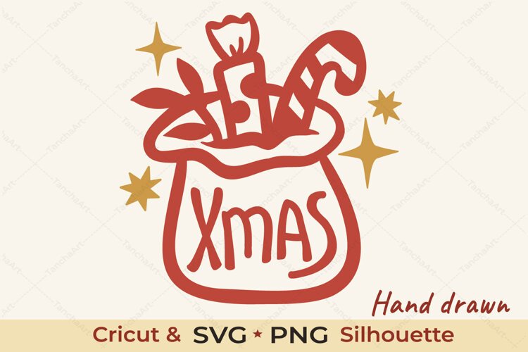 Xmas Santa Bag SVG Christmas Cut File example image 1