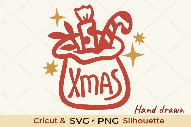 Xmas Santa Bag SVG Christmas Cut File