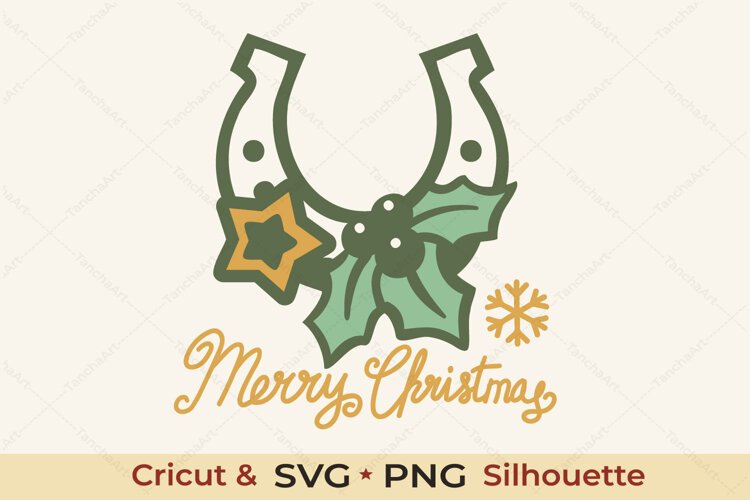 Western Christmas SVG Horseshoe Cut File example image 1