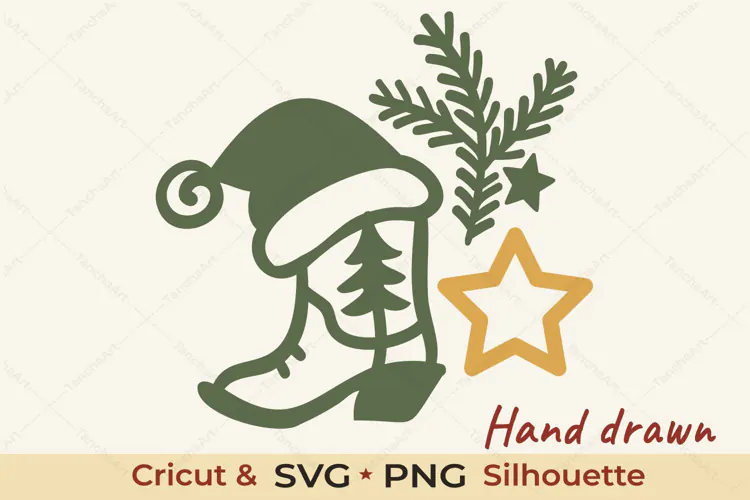 Christmas Boots SVG Cowboy Christmas Cut File