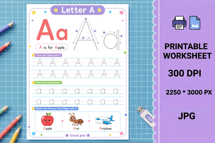 Letter uppercase printable alphabet tracing worksheet