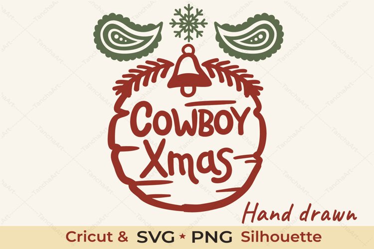 Cowboy Xmas SVG Western Christmas Cut File example image 1