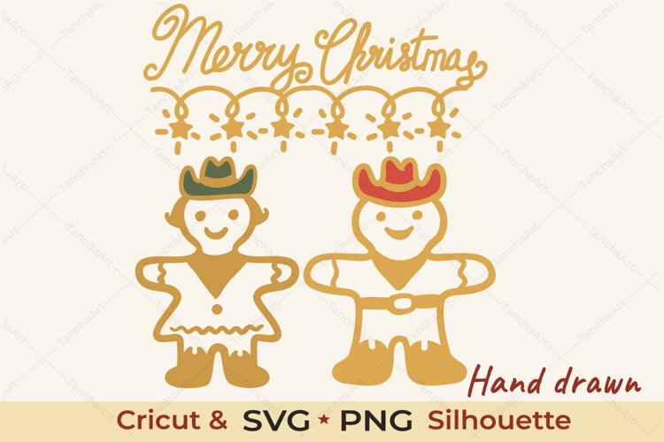 Christmas Western Gingerbread SVG Cut File example image 1