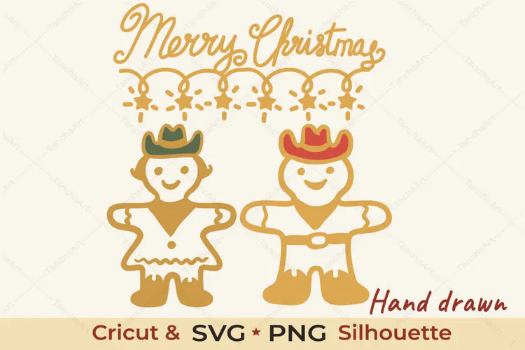 Christmas Western Gingerbread SVG Cut File