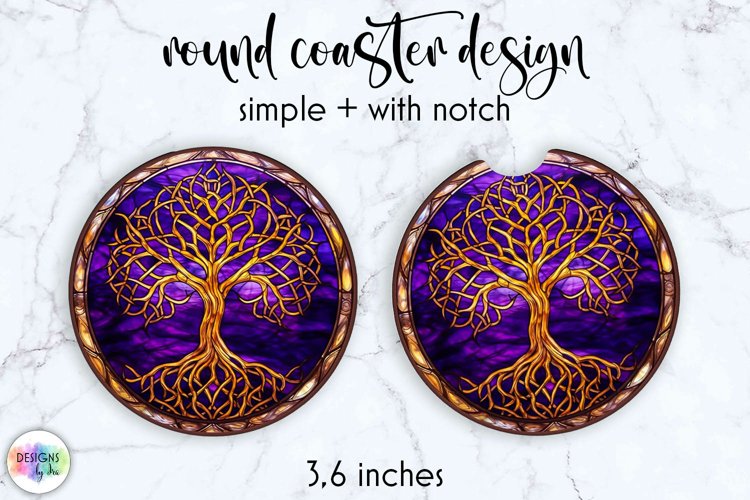 Stained Glass Car Coaster | Tree of Life Coaster Design example image 1