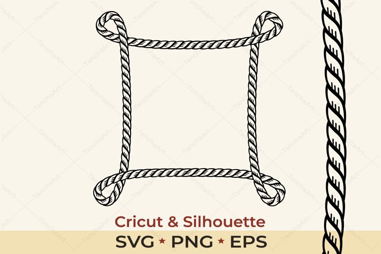 Rope Frame SVG | Western Nautical Border PNG example image 1
