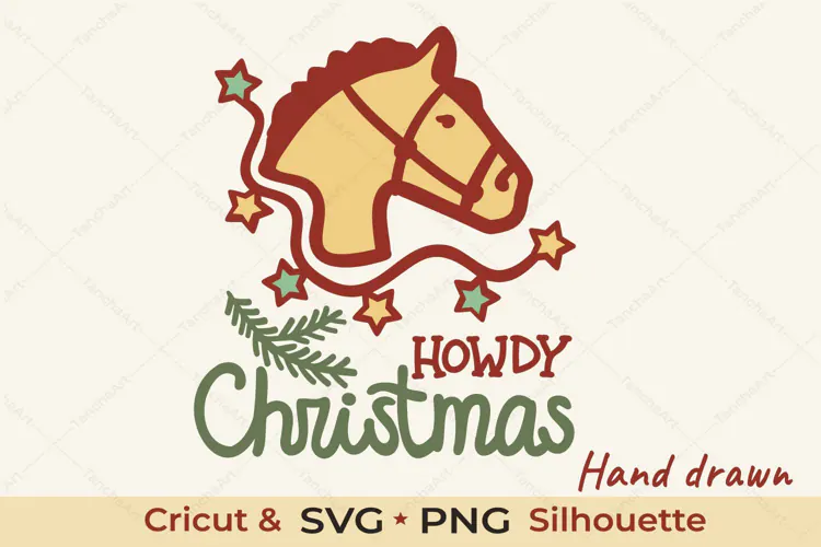 Howdy Christmas Horse SVG Western Cut File