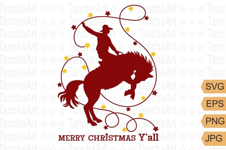Cowboy Christmas Y’all SVG Print Western Holiday Wall Art